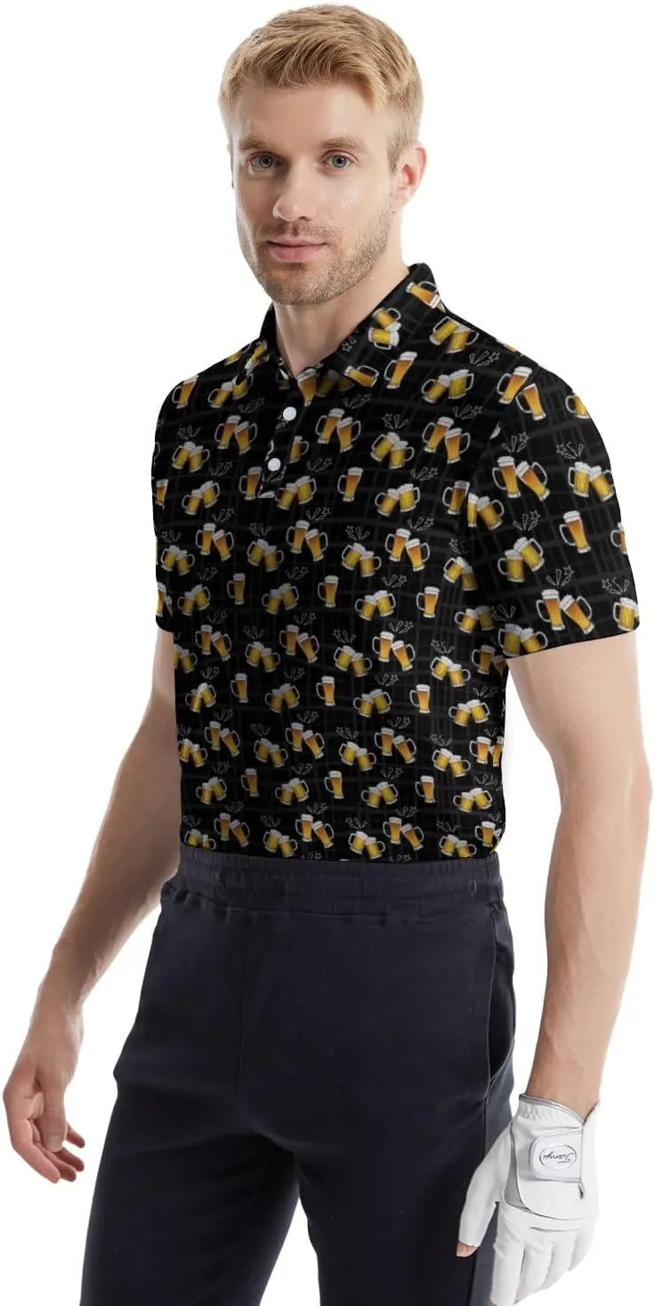 Men's Golf Shirts Funny Polo Shirt Moisture Wicking Golf Shirt Quick-Dry Polo Shirts Short Sleeve Funny Theme Outfits for Men