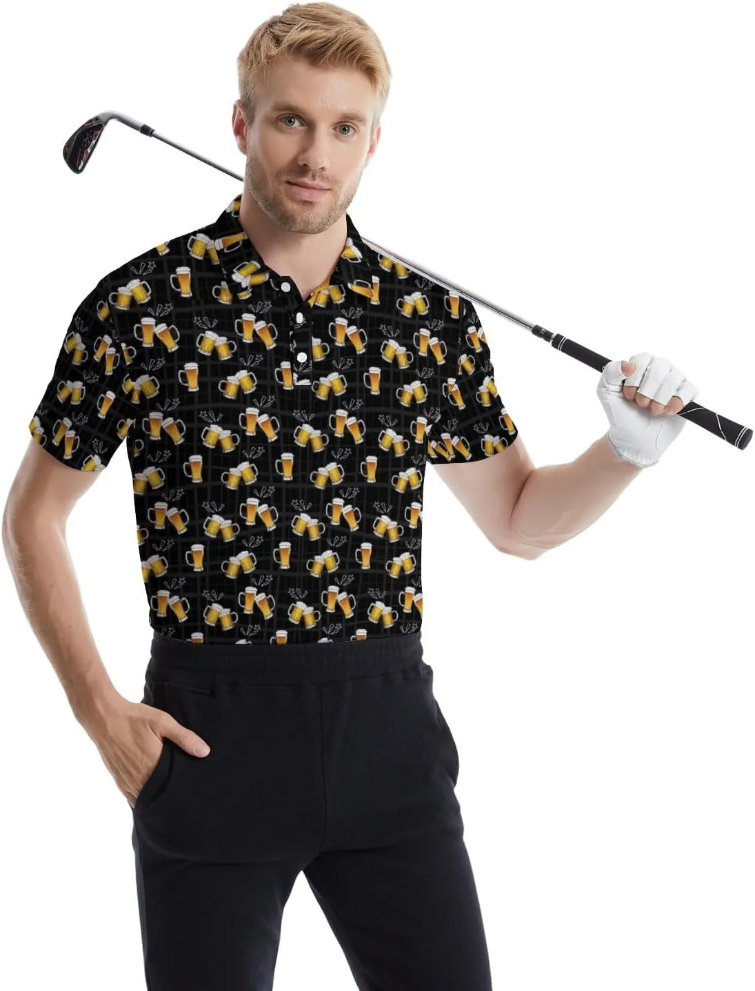 Men's Golf Shirts Funny Polo Shirt Moisture Wicking Golf Shirt Quick-Dry Polo Shirts Short Sleeve Funny Theme Outfits for Men