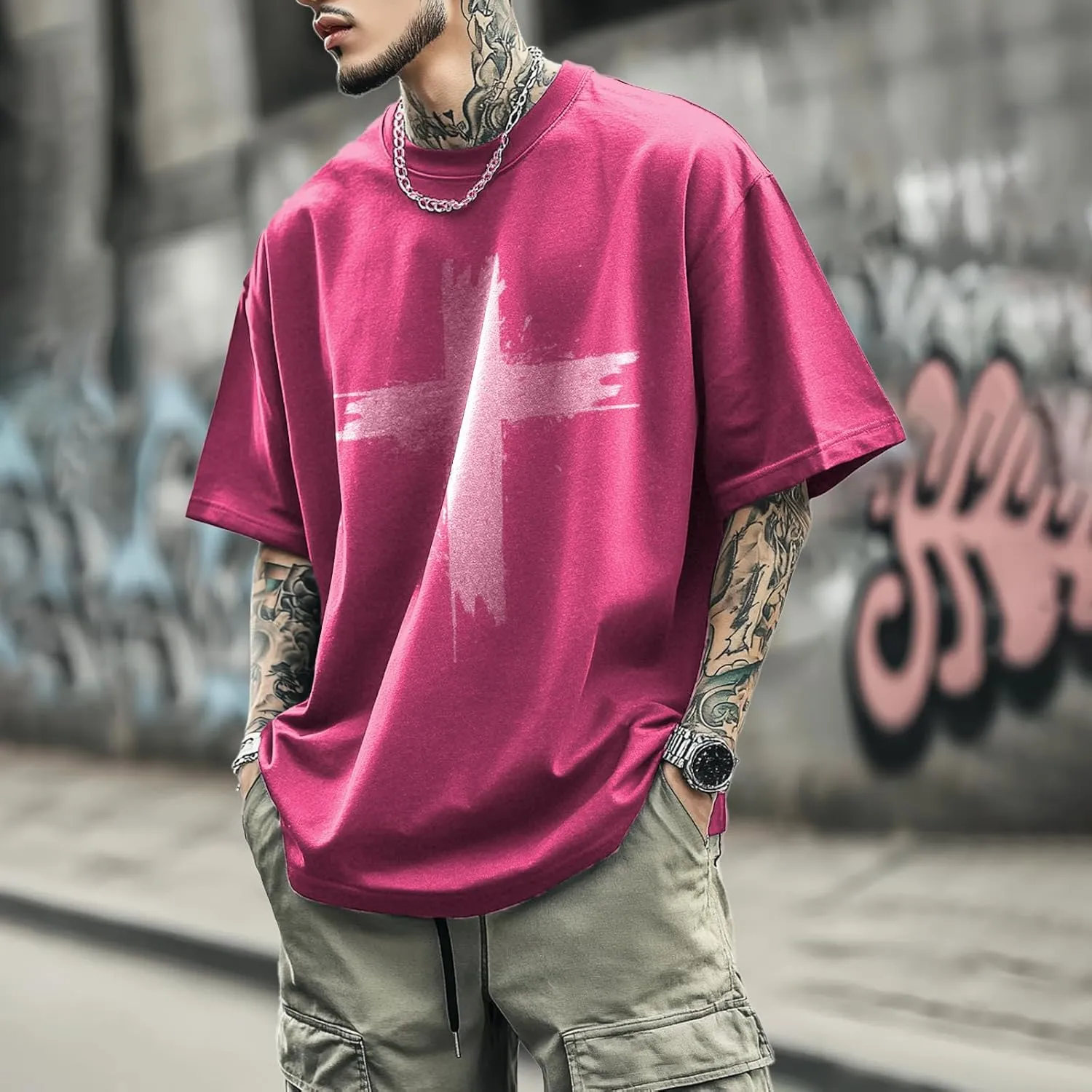 Mens Graphic T-Shirts 90s Rock Summer Big and Tall Workout Breathable Quick Dry Short Sleeve 100% Cotton Tee Shirts