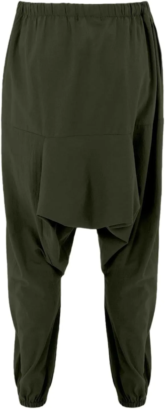 Mens Harem Pants Hip Hop Baggy Jogger Pants Vintage Hippie Drop Crotch Trousers Elastic Waist Comfy Casual Pants