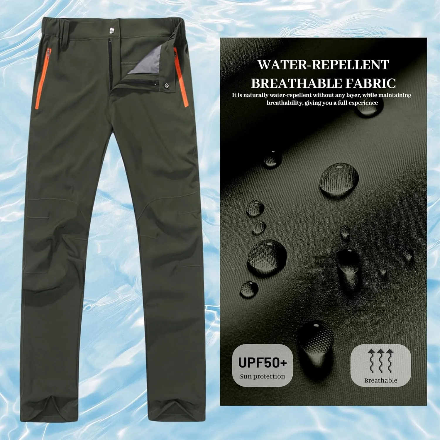 Men's Hiking Cargo Pants Water Resistant Lightweight Mountain Breathable Quick Dry Pants Trousers Slacks for Men Women
