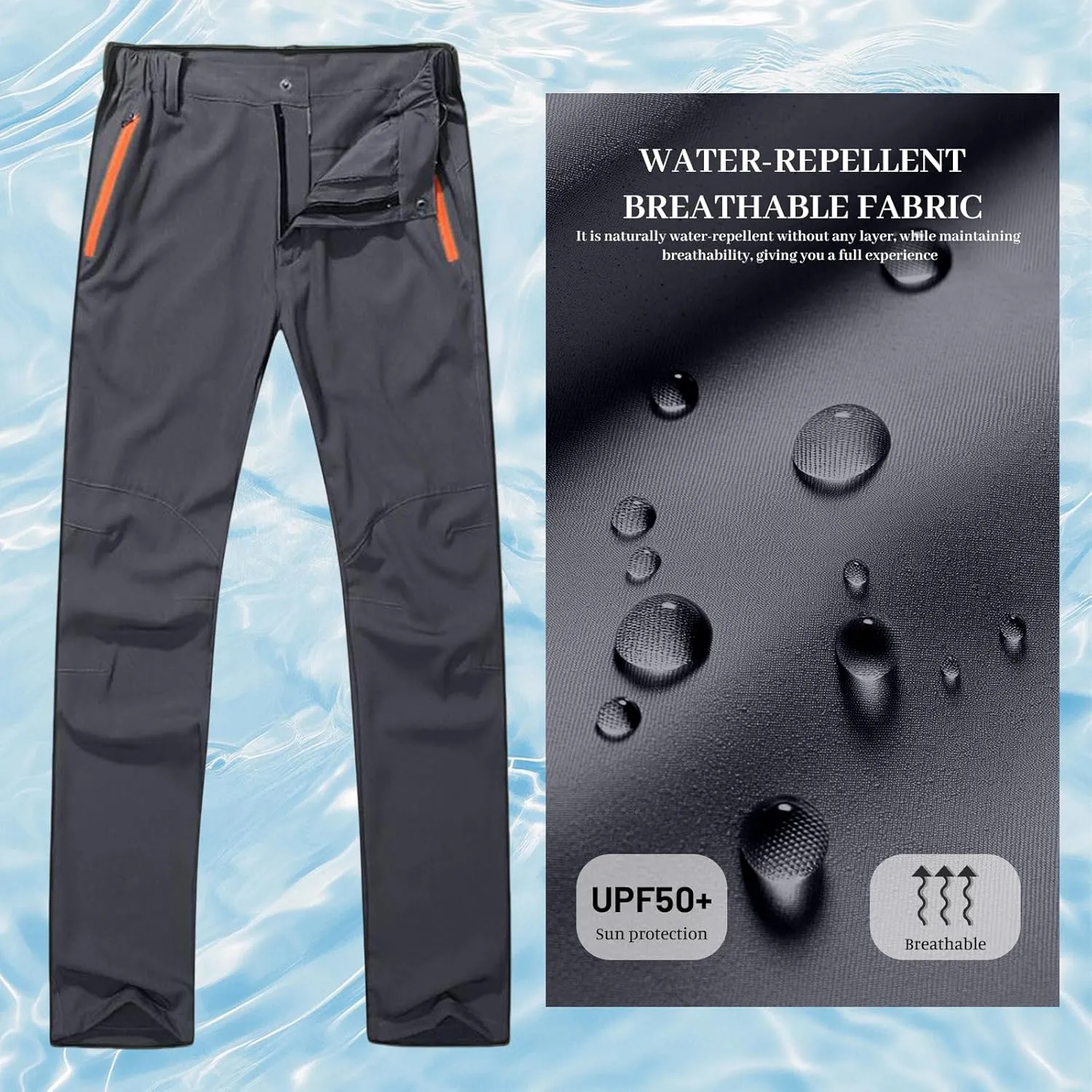 Men's Hiking Cargo Pants Water Resistant Lightweight Mountain Breathable Quick Dry Pants Trousers Slacks for Men Women