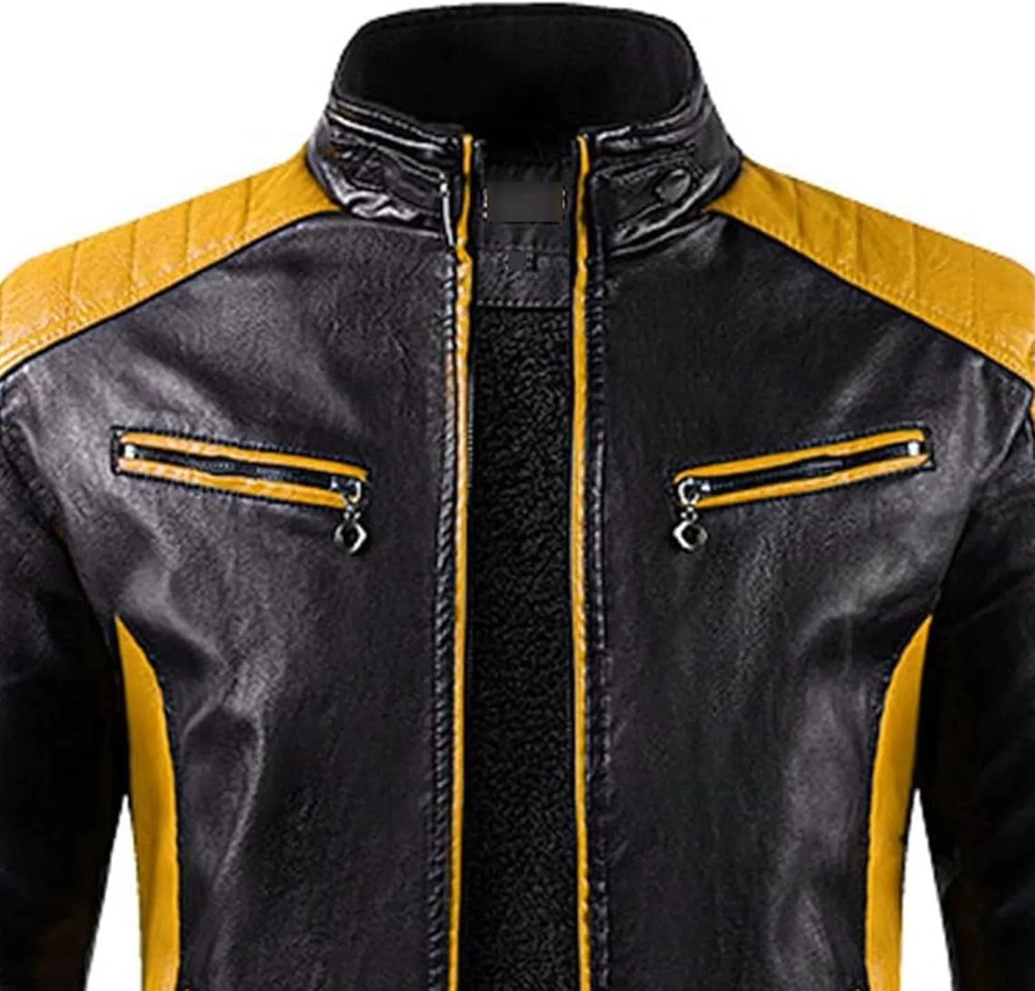 Mens Jacket Motorcycle Vintage Pu Stand Collar Coats Faux Leather Jackets Bomber Fashion Slim Fit Jacket Coat