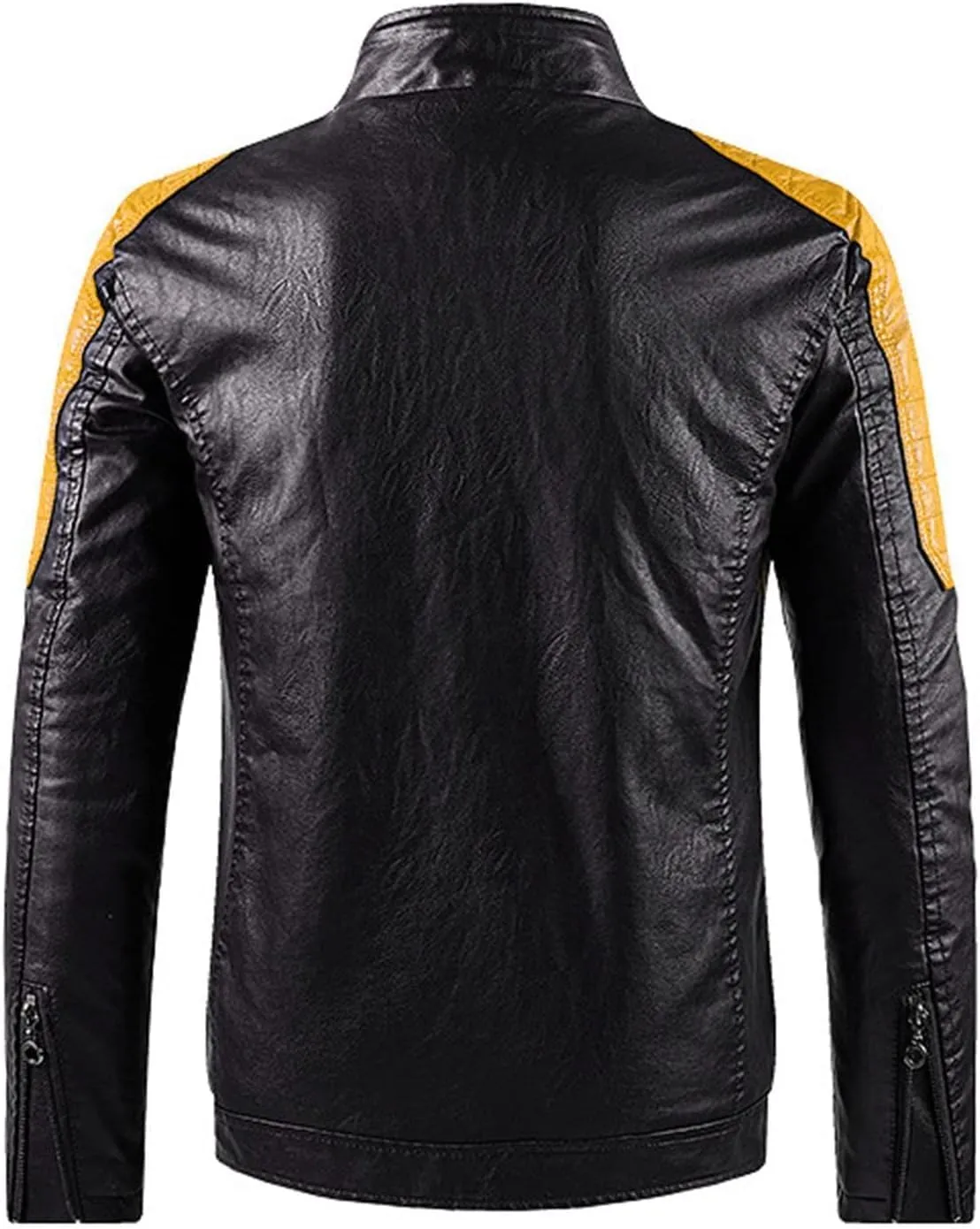 Mens Jacket Motorcycle Vintage Pu Stand Collar Coats Faux Leather Jackets Bomber Fashion Slim Fit Jacket Coat