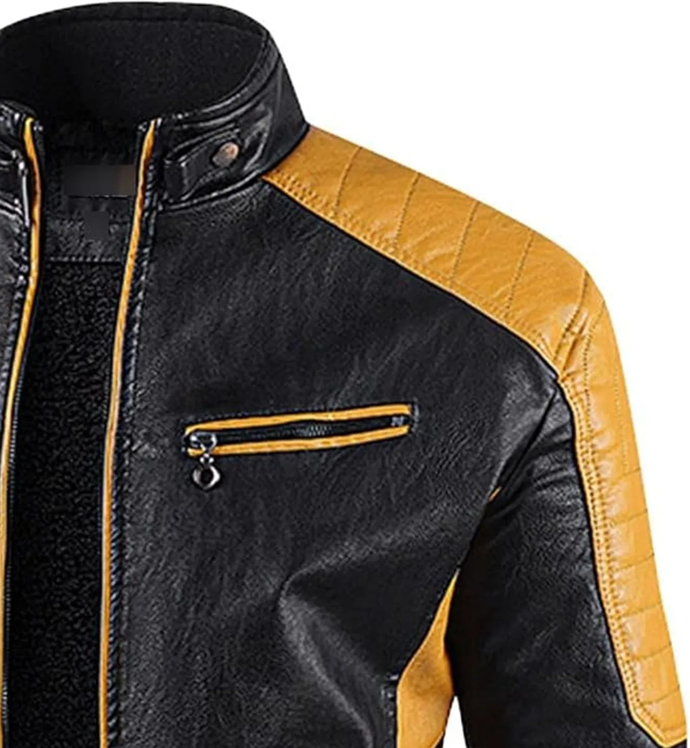 Mens Jacket Motorcycle Vintage Pu Stand Collar Coats Faux Leather Jackets Bomber Fashion Slim Fit Jacket Coat