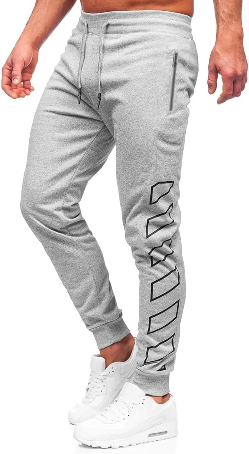 Men's Joggers Drawstring Sweatpants with Zipper Pockets Slim Fit Pants Athletic Trousers Workout Pants for Men