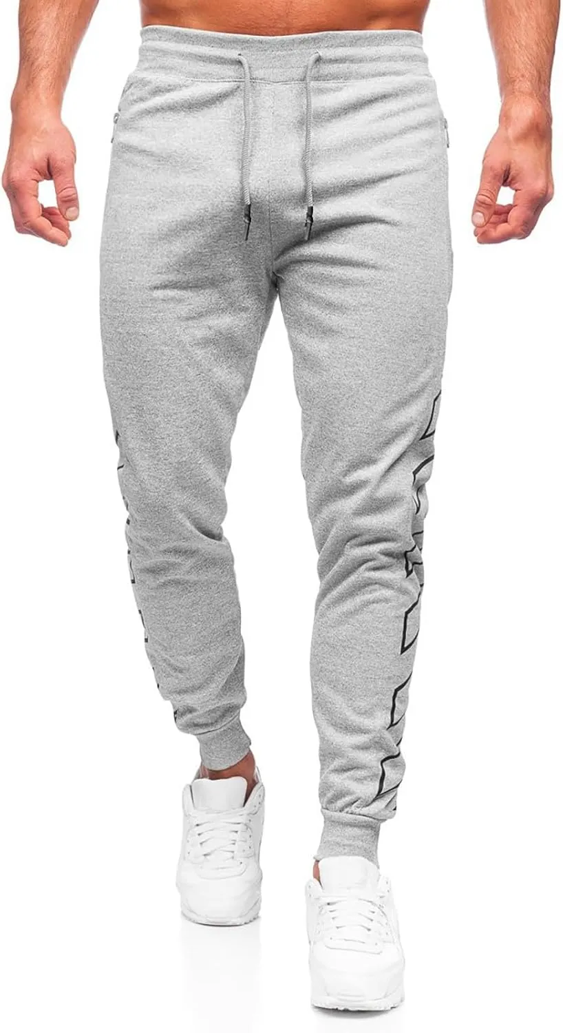 Men's Joggers Drawstring Sweatpants with Zipper Pockets Slim Fit Pants Athletic Trousers Workout Pants for Men