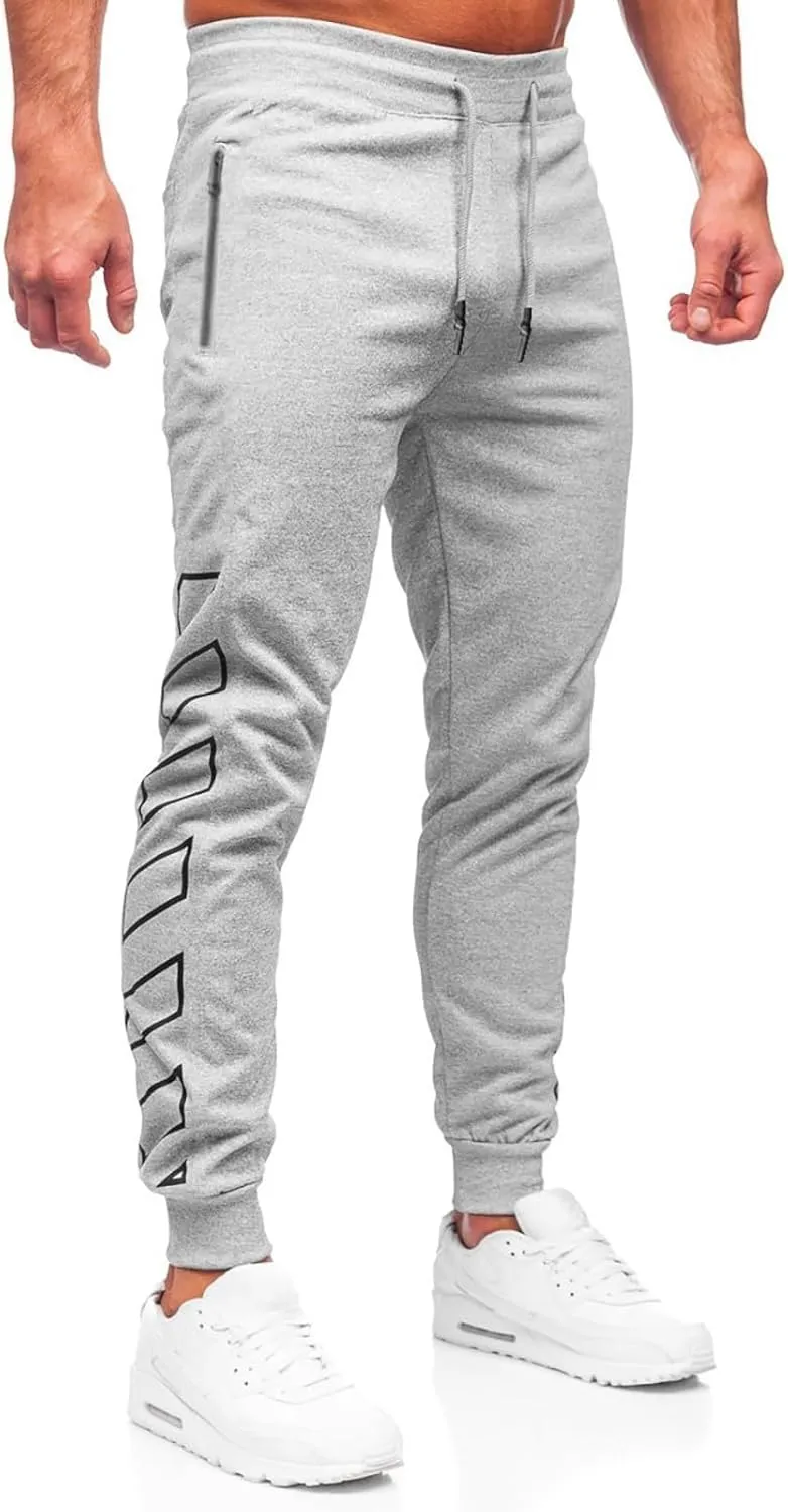 Men's Joggers Drawstring Sweatpants with Zipper Pockets Slim Fit Pants Athletic Trousers Workout Pants for Men