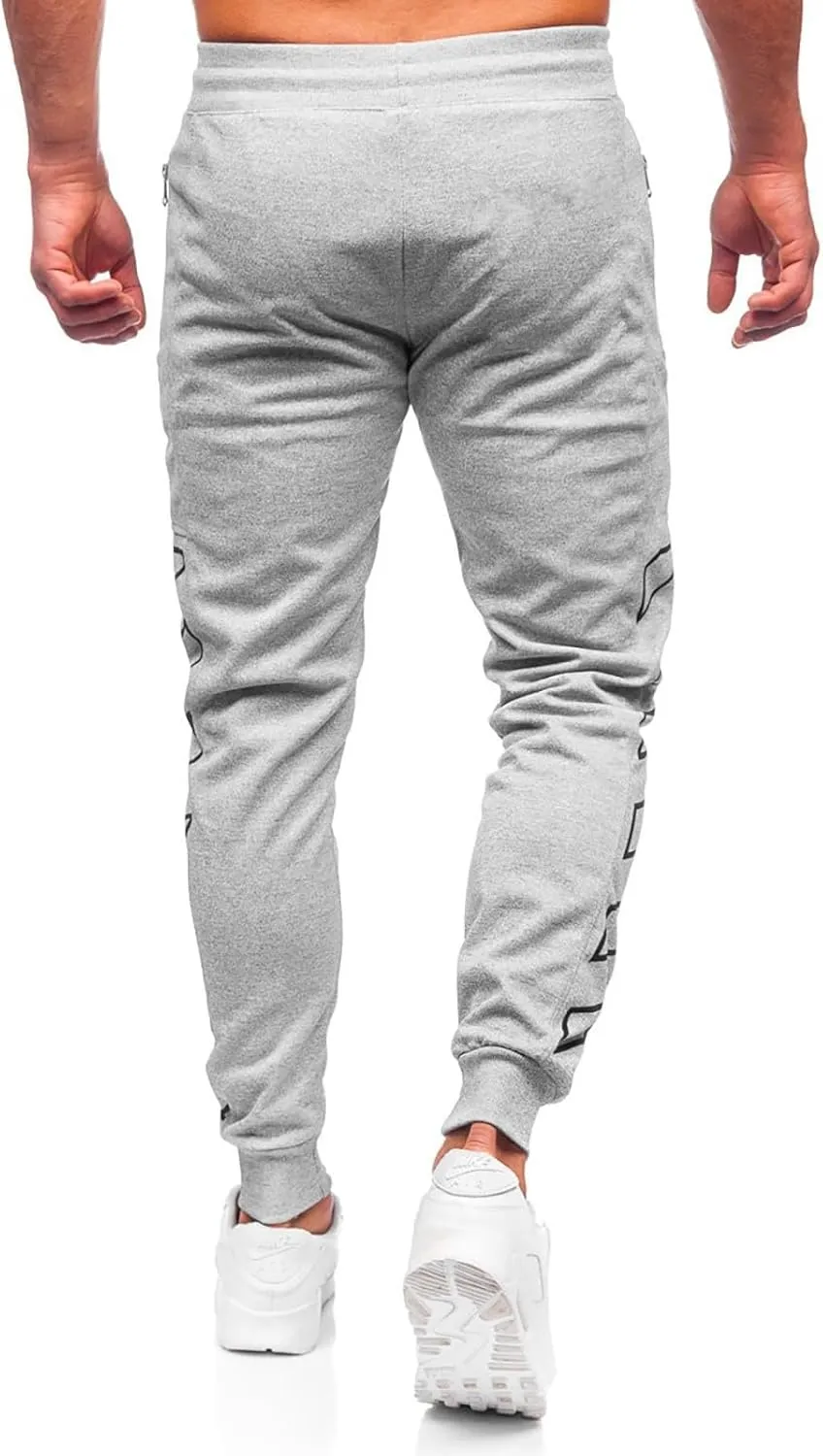 Men's Joggers Drawstring Sweatpants with Zipper Pockets Slim Fit Pants Athletic Trousers Workout Pants for Men