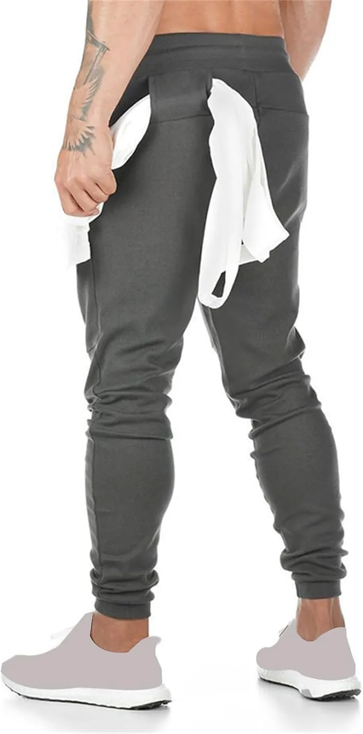 Mens Jogging Sweatpants Casual Lightweight Pants Slim Fit Straight Leg Elastic Track Pants Athletic Loose Trousers