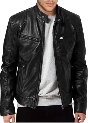 Men'S Leather Jacket Fashion Men Autumn Winter Warm Casual Leather Zipper Long Sleeve Jacket Coat