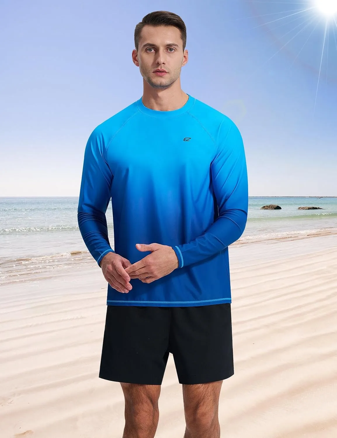 Men's Long Sleeve Rash Guard Quick Dry Swim Shirts UPF 50  UV Sun Protection Tee Surfing Tops