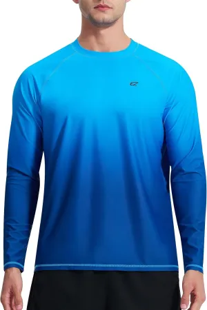 Men's Long Sleeve Rash Guard Quick Dry Swim Shirts UPF 50  UV Sun Protection Tee Surfing Tops
