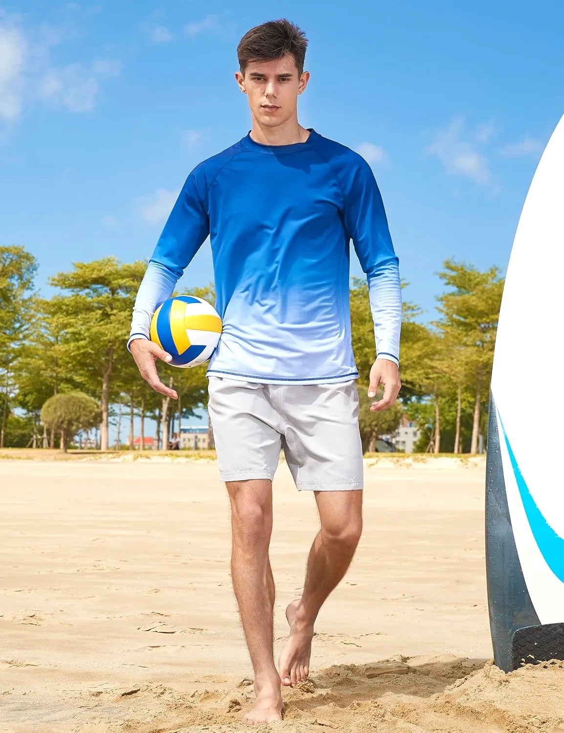 Men's Long Sleeve Rash Guard Quick Dry Swim Shirts UPF 50  UV Sun Protection Tee Surfing Tops
