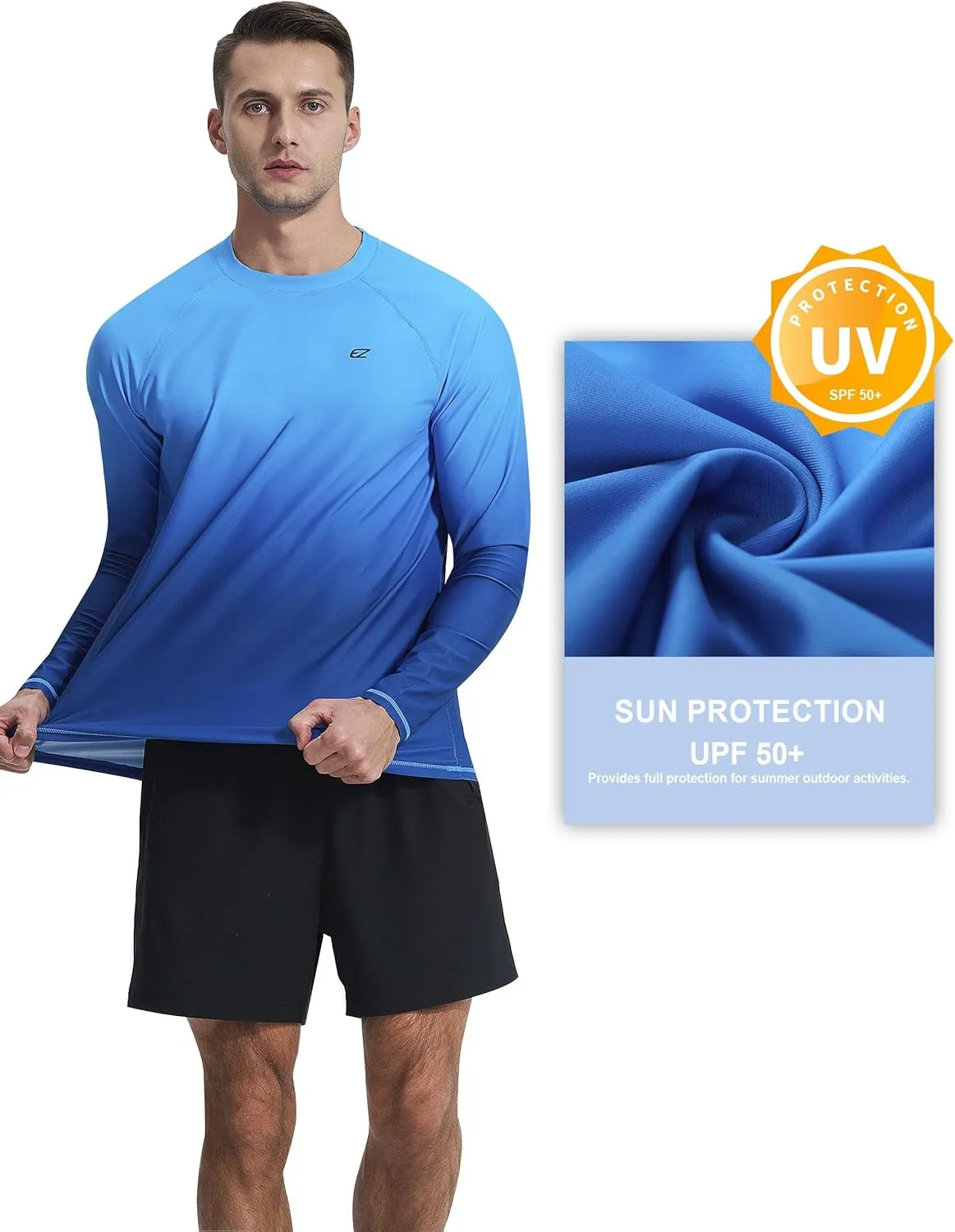 Men's Long Sleeve Rash Guard Quick Dry Swim Shirts UPF 50  UV Sun Protection Tee Surfing Tops