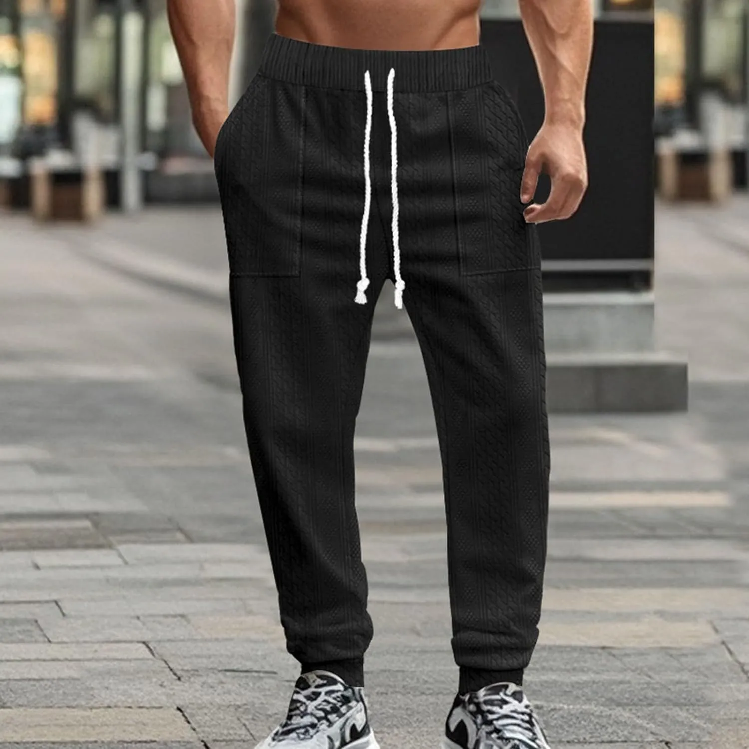 Mens Lounge Pants Plain Drawstring Elastic Slacks Vacation Beach Tapered Casual Pants Outdoor Fashion Fall Trousers