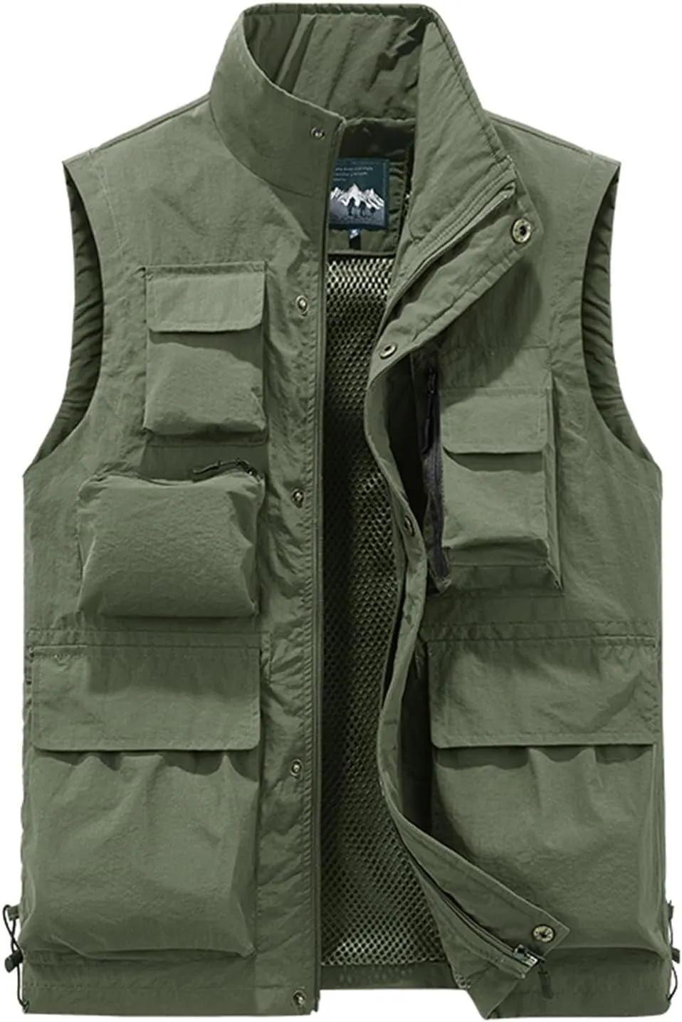 Men's Outdoor Work Vest Big and Tall Multi-Pocket Twill Utility Vest Jacket Lightweight Cargo Safari Fishing Vests