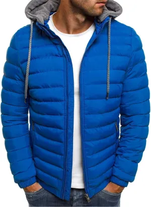 Mens Puffer Jacket Winter Warm Hooded Quilted Down Jacket Outerwear Lightweight Zip Up Insulated Padded Coat