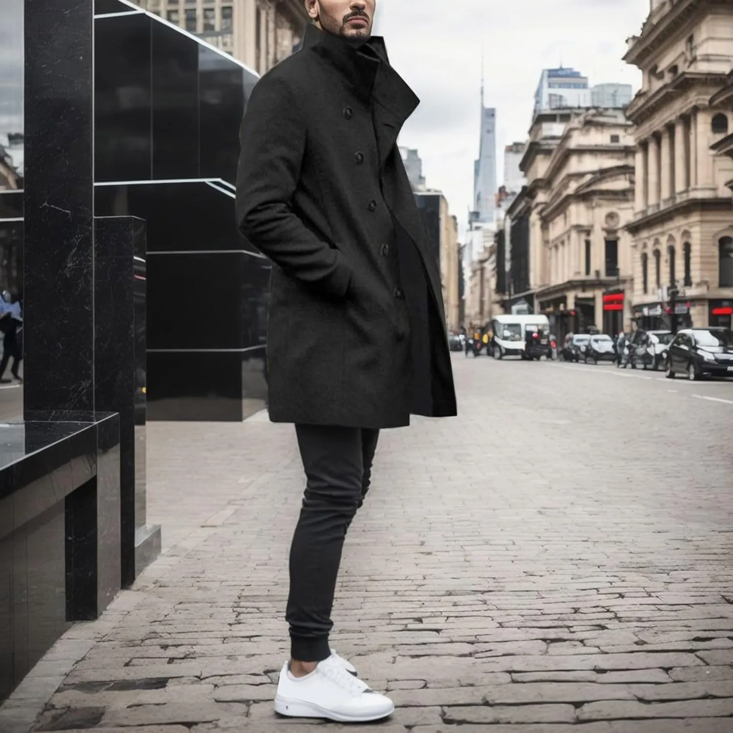 Mens Trench Coat Plus Size 2023 Winter Warm Notched Lapel Single Breasted Blazers Long Peacoat Overcoat Stylish Suit Jackets