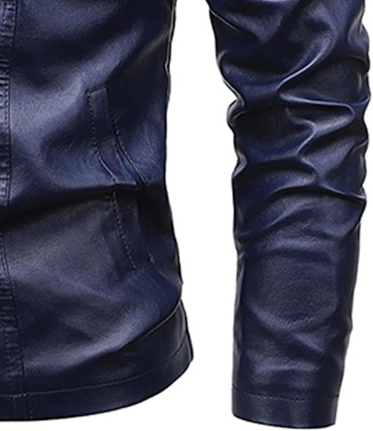 Men's Vintage Casual Leather Jackets Stand Collar Faux Leather Jacket Coat Lightweight Slim Fit Bomber Jacket