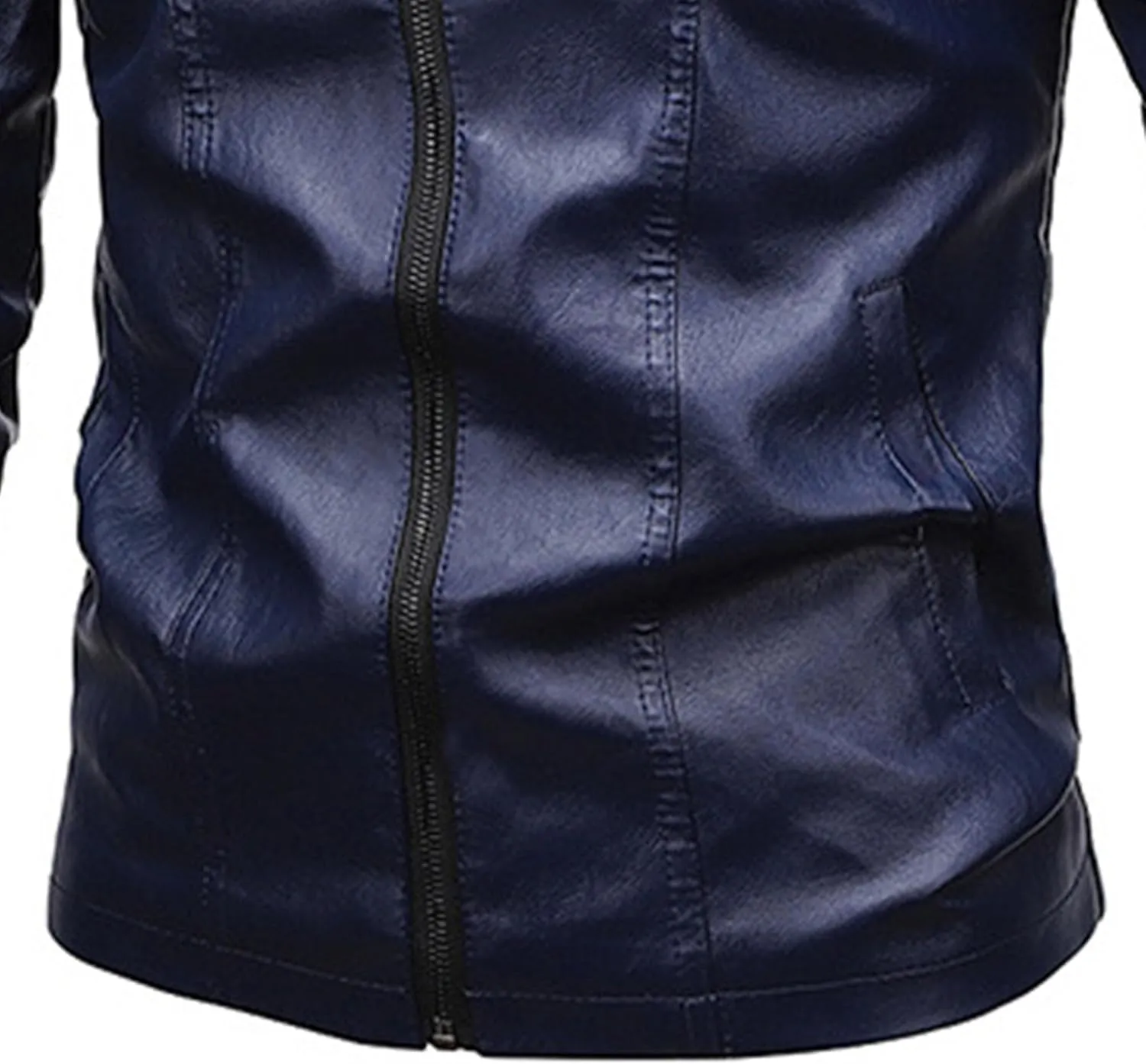 Men's Vintage Casual Leather Jackets Stand Collar Faux Leather Jacket Coat Lightweight Slim Fit Bomber Jacket