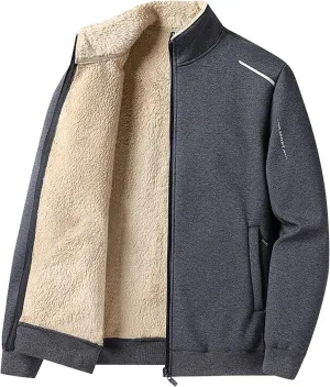 Men's Winter Fleece Warm Sherpa Lined Shirt Jacket for Men Thick Full-Zip Faux Leather Overcoat Jacket with Pockets