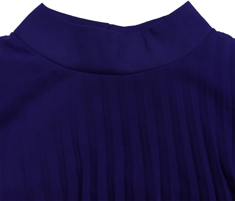 Meufam Womens Cloak Sleeve Dress Cape Sleeve Pleated Loose Fit Cocktail Party Flowy Dress for Cocktail Party