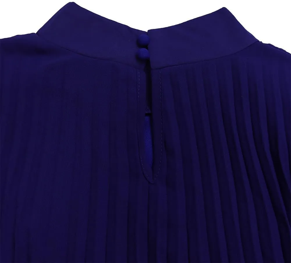 Meufam Womens Cloak Sleeve Dress Cape Sleeve Pleated Loose Fit Cocktail Party Flowy Dress for Cocktail Party