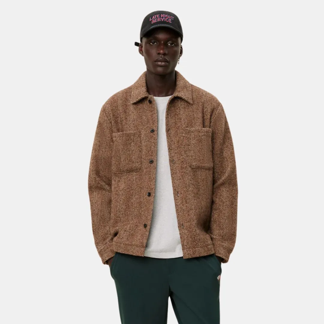 Milian Herringbone Overshirt (Coffee Brown   Dark Sand)