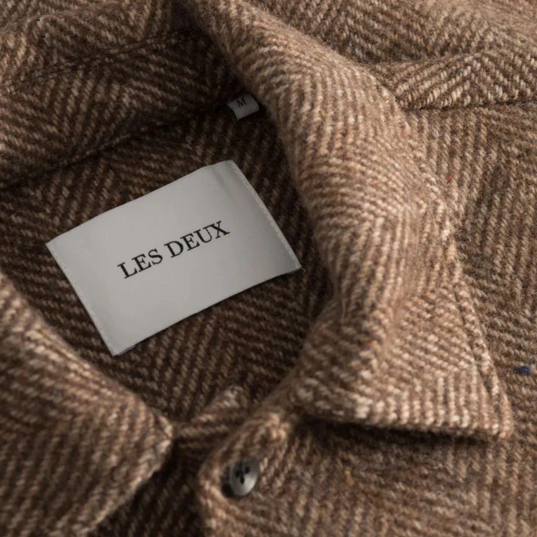 Milian Herringbone Overshirt (Coffee Brown   Dark Sand)