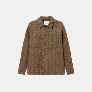 Milian Herringbone Overshirt (Coffee Brown   Dark Sand)