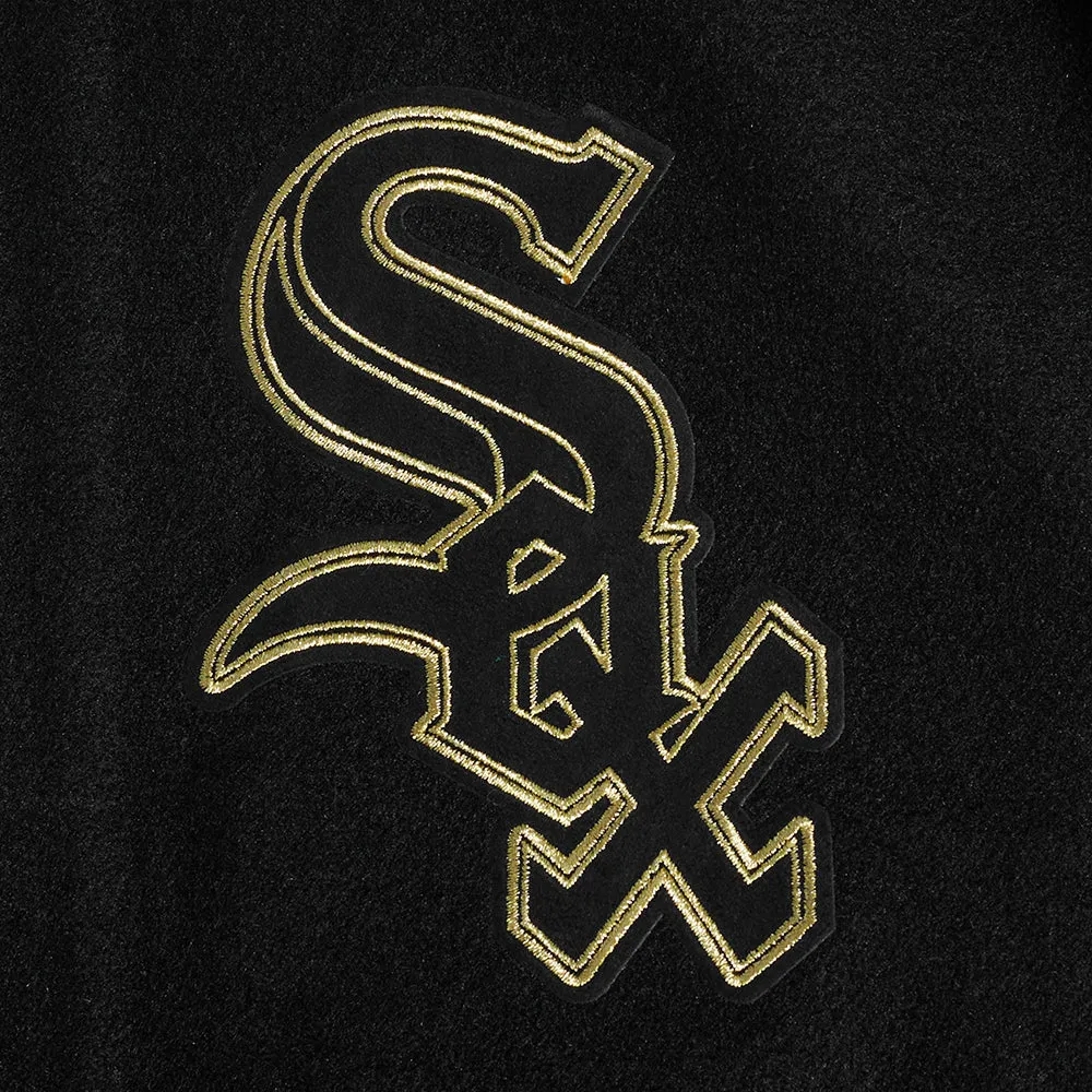 MLB CHICAGO WHITE SOX BLACK & GOLD MEN'S WOOL VARSITY JACKET (JET BLACK)