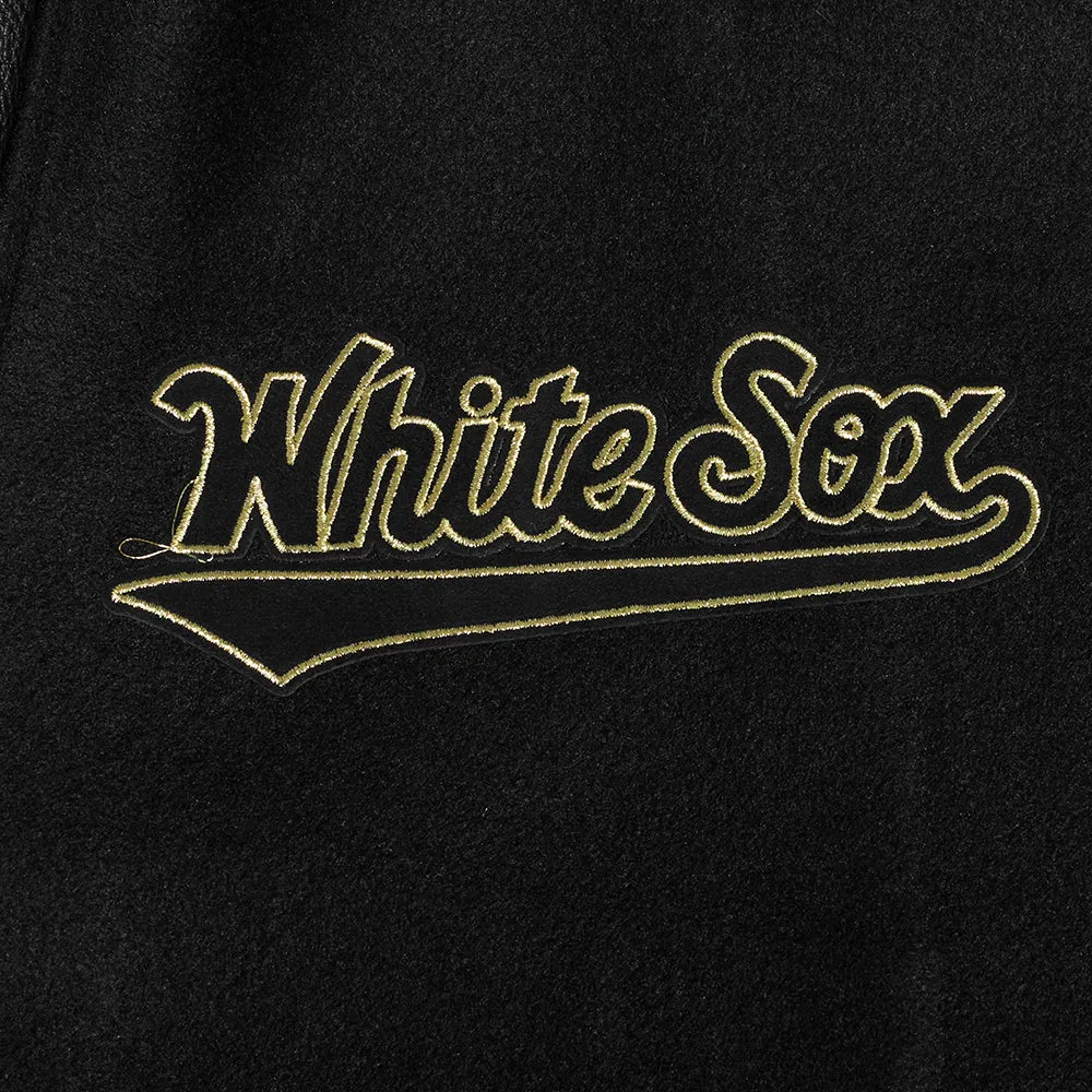 MLB CHICAGO WHITE SOX BLACK & GOLD MEN'S WOOL VARSITY JACKET (JET BLACK)