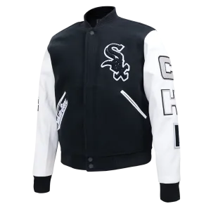 MLB CHICAGO WHITE SOX CLASSIC WOOL MEN'S VARSITY JACKET (BLACK/WHITE)