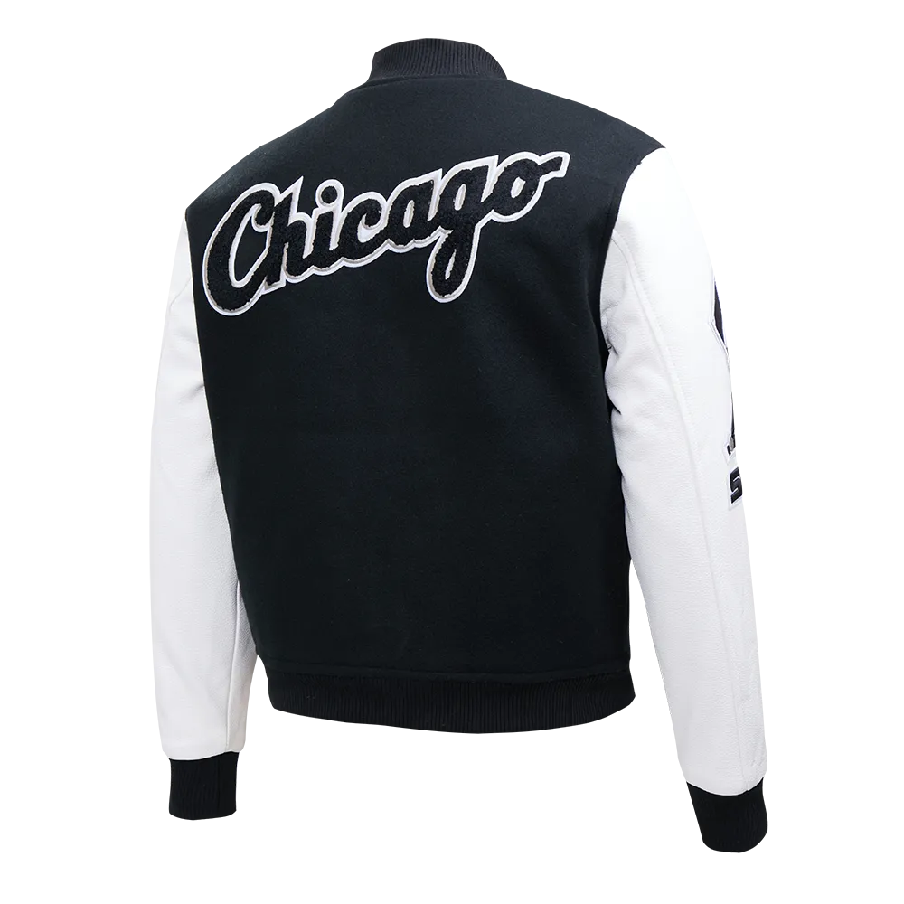 MLB CHICAGO WHITE SOX CLASSIC WOOL MEN'S VARSITY JACKET (BLACK/WHITE)