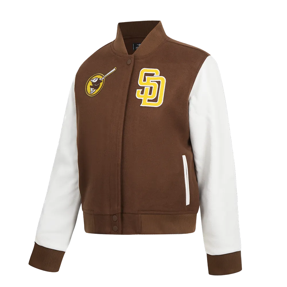 MLB SAN DIEGO PADRES CLASSIC WOMEN'S WOOL VARSITY JACKET (BROWN/WHITE)