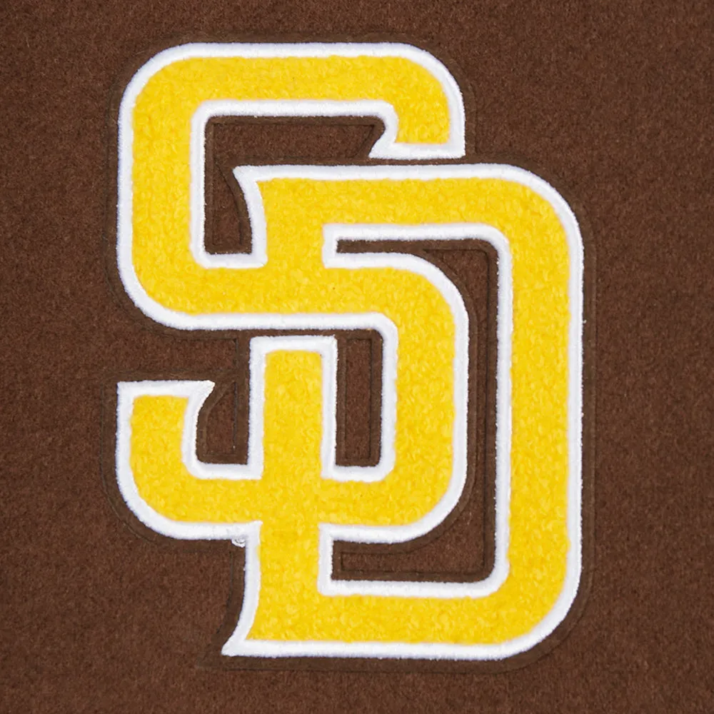 MLB SAN DIEGO PADRES CLASSIC WOMEN'S WOOL VARSITY JACKET (BROWN/WHITE)