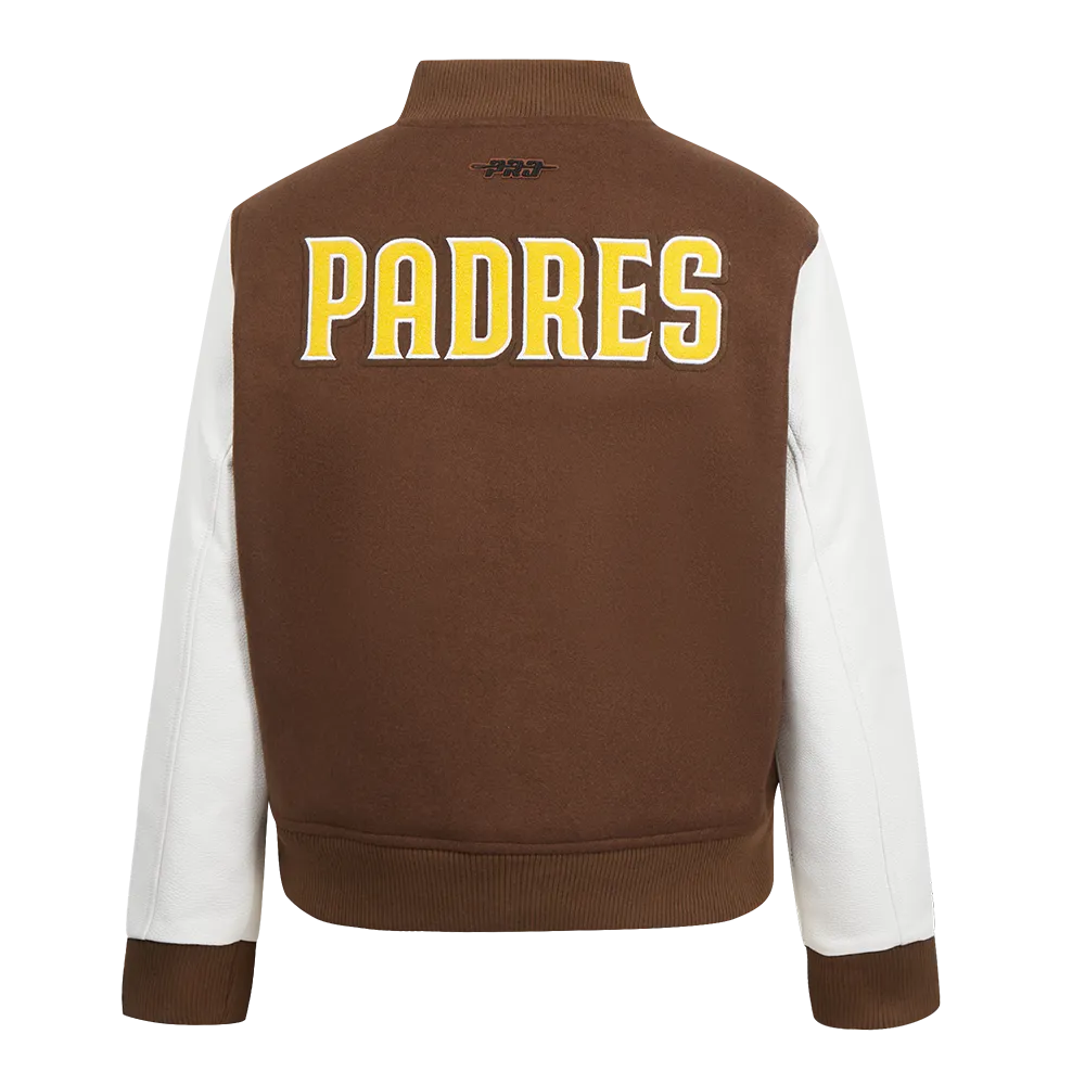 MLB SAN DIEGO PADRES CLASSIC WOMEN'S WOOL VARSITY JACKET (BROWN/WHITE)