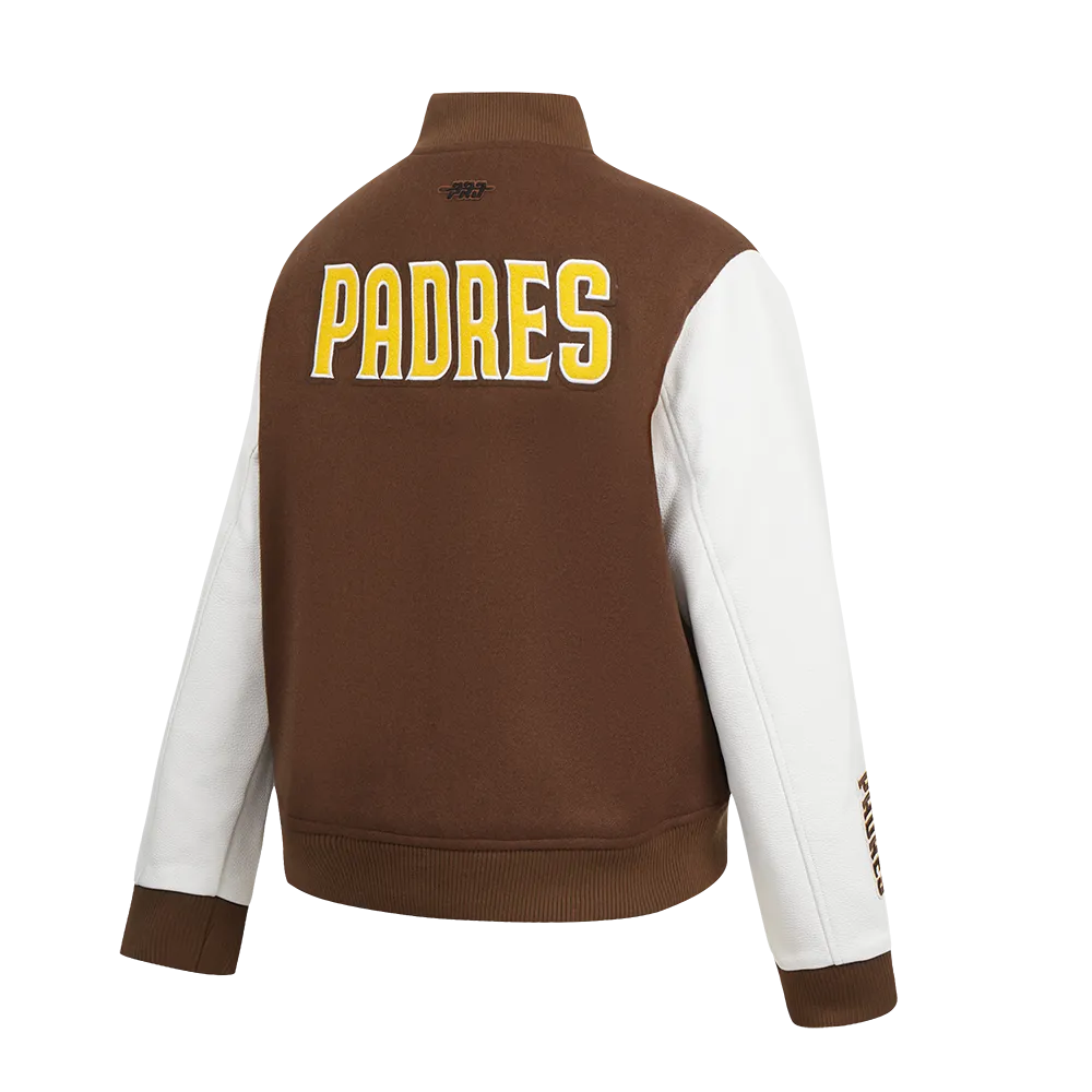 MLB SAN DIEGO PADRES CLASSIC WOMEN'S WOOL VARSITY JACKET (BROWN/WHITE)