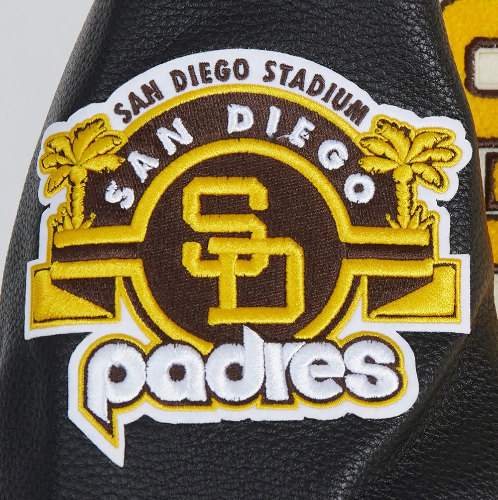 MLB SAN DIEGO PADRES RETRO CLASSIC WOMEN'S RIB WOOL VARSITY JACKET (EGGSHELL/ BLACK)