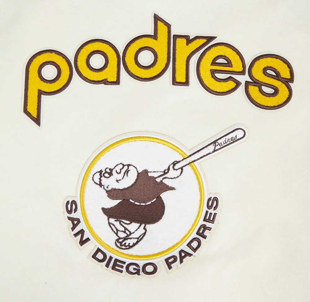 MLB SAN DIEGO PADRES RETRO CLASSIC WOMEN'S RIB WOOL VARSITY JACKET (EGGSHELL/ BLACK)