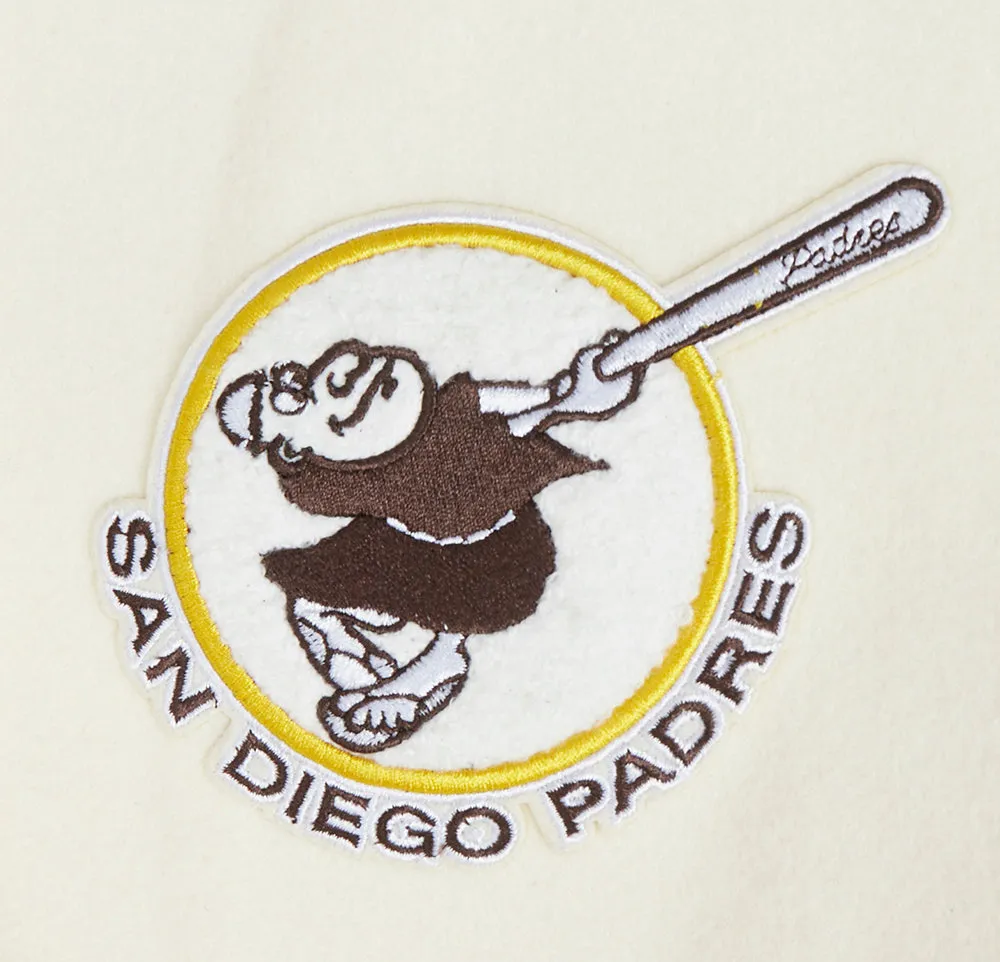 MLB SAN DIEGO PADRES RETRO CLASSIC WOMEN'S RIB WOOL VARSITY JACKET (EGGSHELL/ BLACK)