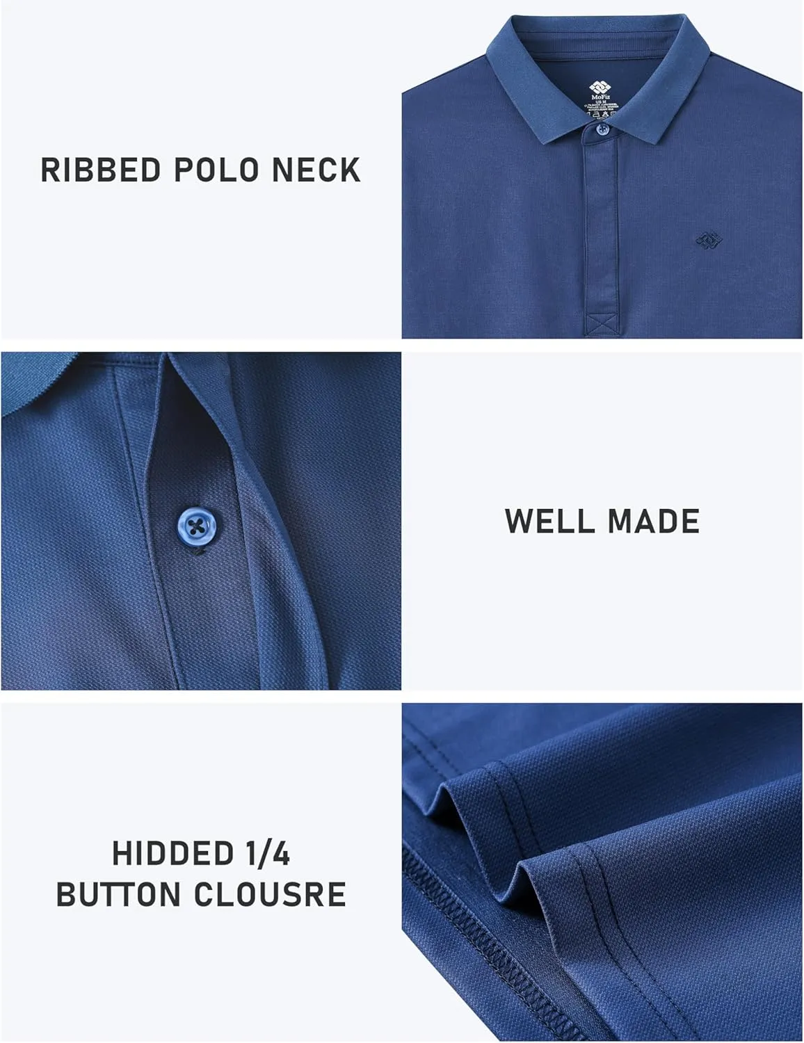 MoFiz Men's Polo Golf Short Sleeve Ultra Soft Comfy Collared T-Shirt Casual Quick Dry Classic Polo Shirt