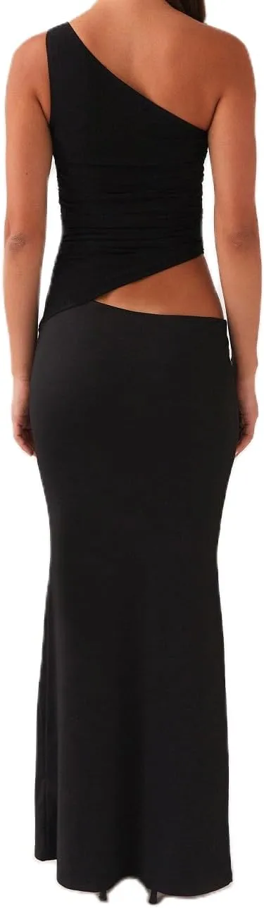 Muineobuka Women Sexy Cut Out Maxi Dress Backless V-Neck Hollow Out Spaghetti Strap Long Dress for Wedding Cocktail Party
