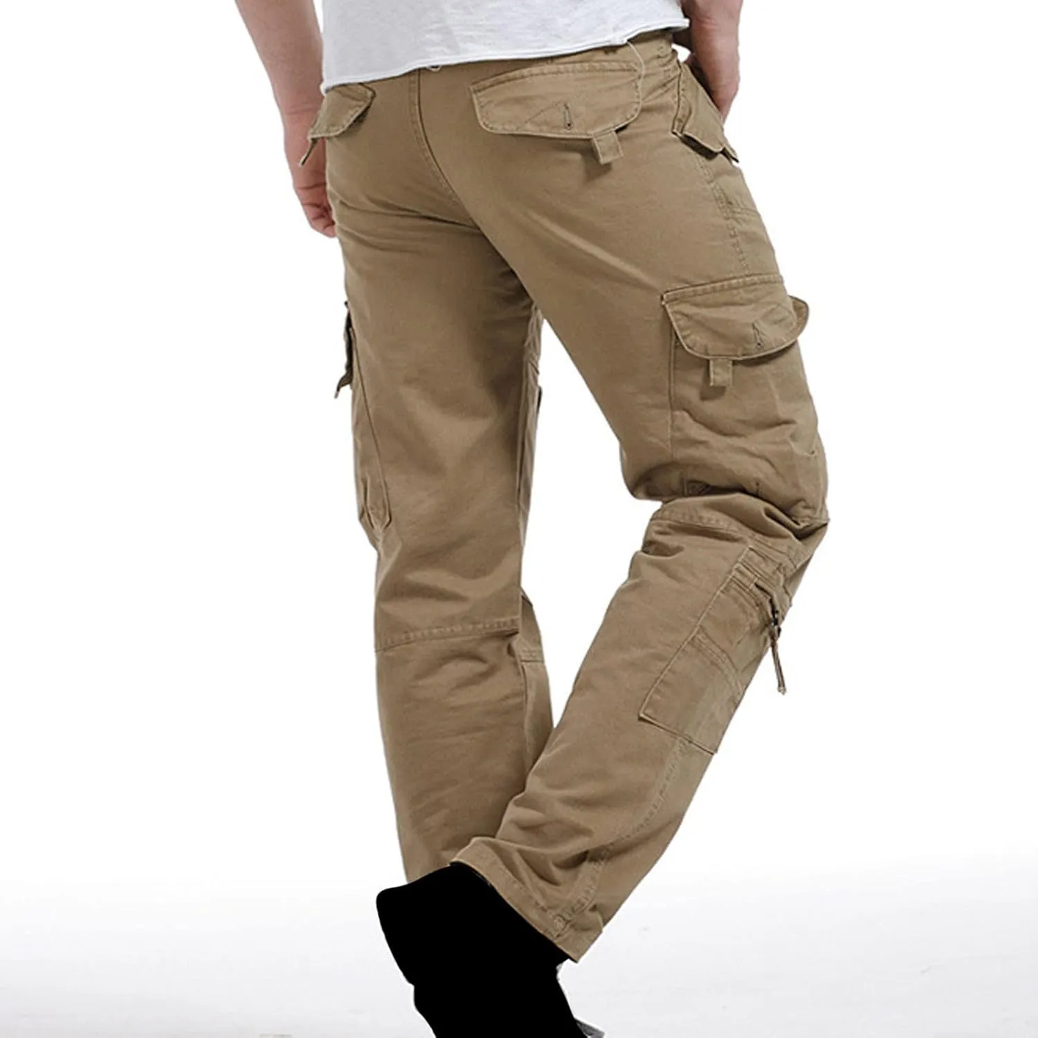 Muscularfit Baggy Sweatpants for Men 2023 Multi Pockets Buckle Zipper Cotton Cargo Pants Causal Loose Joggers Athletic Pants