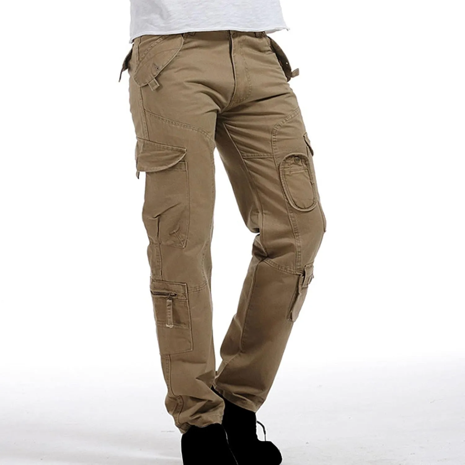 Muscularfit Baggy Sweatpants for Men 2023 Multi Pockets Buckle Zipper Cotton Cargo Pants Causal Loose Joggers Athletic Pants