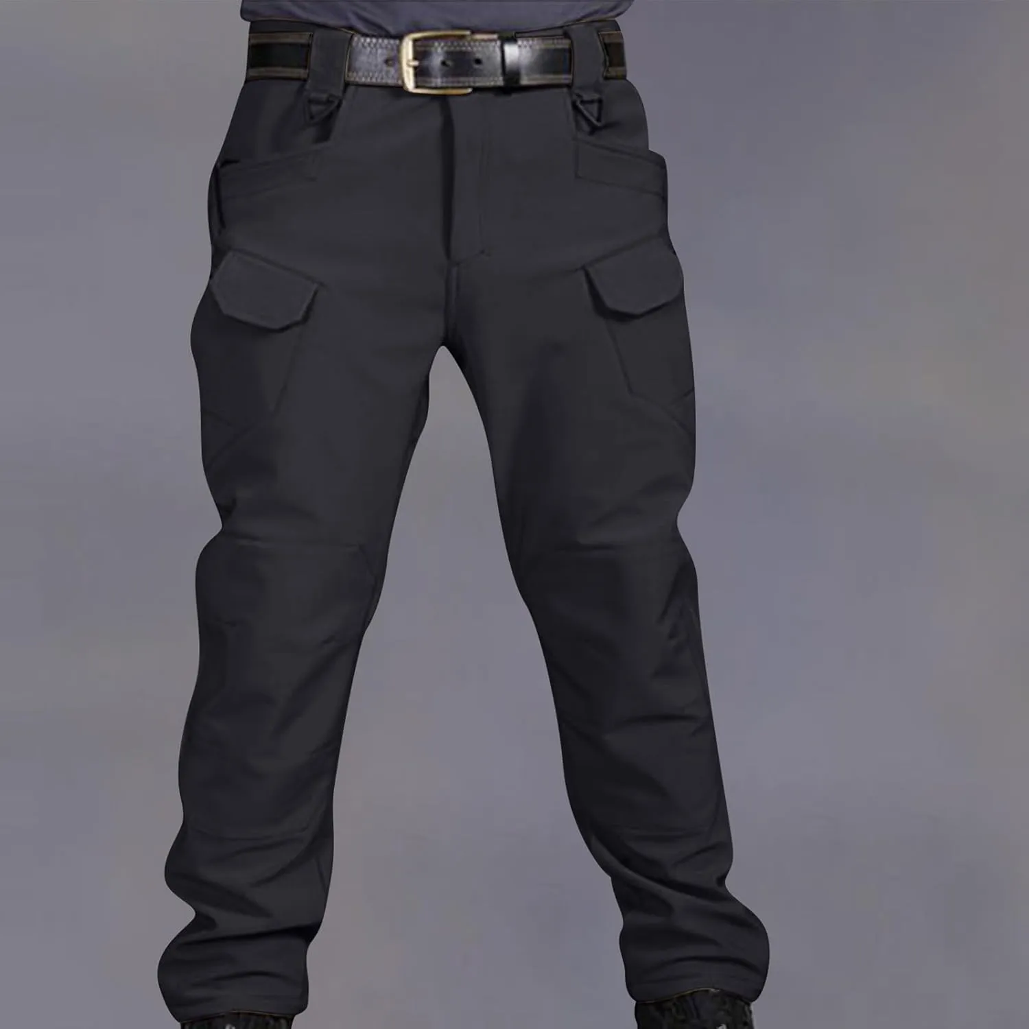 Muscularfit Mens Pants Big and Tall Multi Pockets Buckle Zipper Cargo Pant Causal Loose Solid Sports Trousers Trendy Clothes