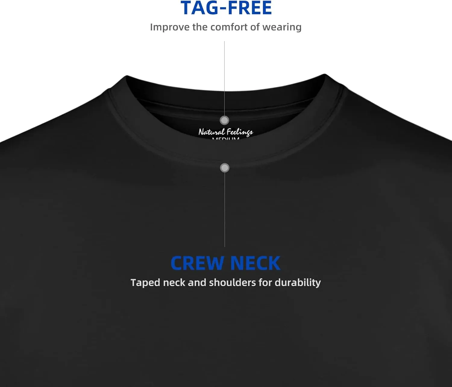 Natural Feelings T-Shirts Mens Undershirts Cotton Mens Shirts Casual Tshirts Shirts for Men Pack Crew & V Neck