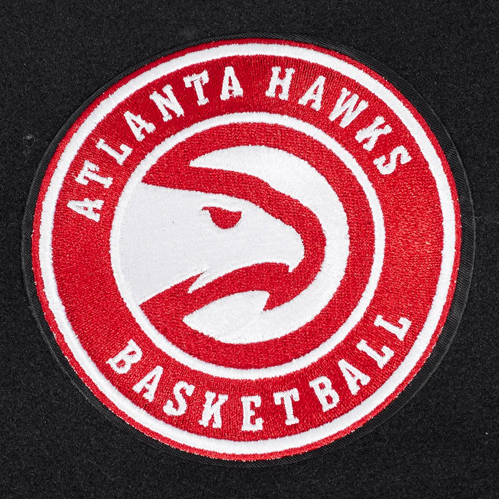 NBA ATLANTA HAWKS MASHUP WOMEN'S RIB WOOL VARSITY JACKET (BLACK/RED/BLACK)