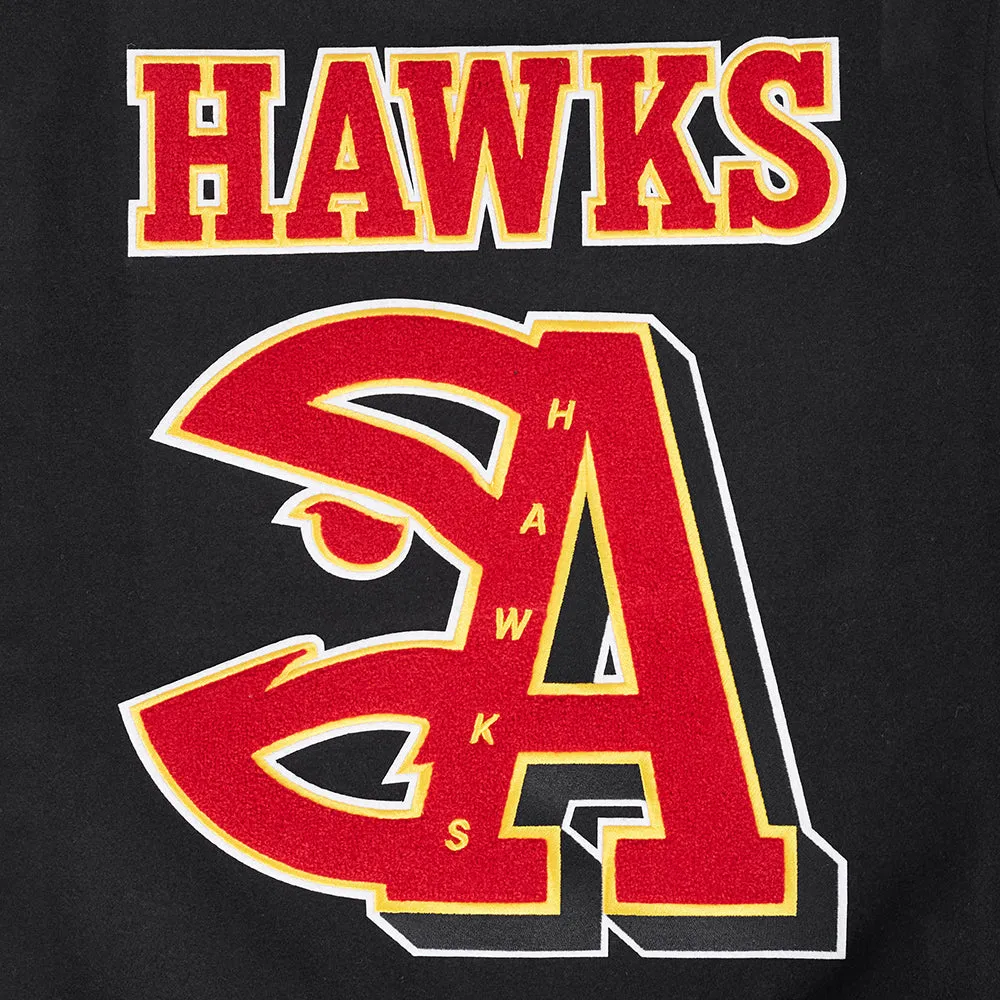 NBA ATLANTA HAWKS MASHUP WOMEN'S RIB WOOL VARSITY JACKET (BLACK/RED/BLACK)